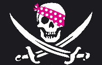 Флаг Череп с розовой повязкой 100х150 см Флаг Череп с розовой повязкой 100х150 см