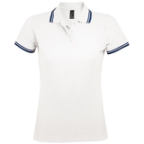 Поло "Pasadena Women", белый, темно-синий_S, 100% х/б, 200г/м2